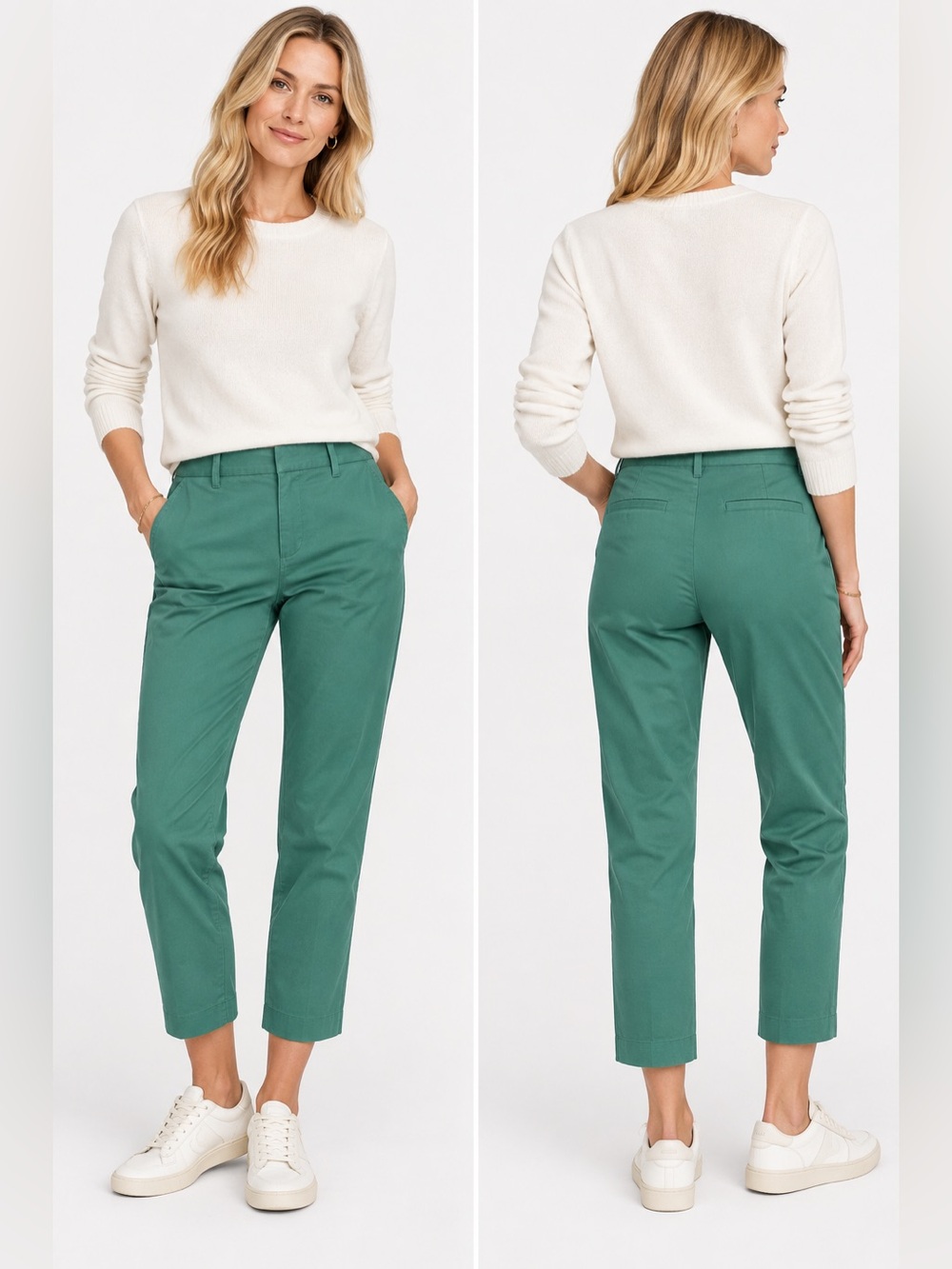 J. Crew City Fit Cropped Straight-Leg Pants in Seafoam Green